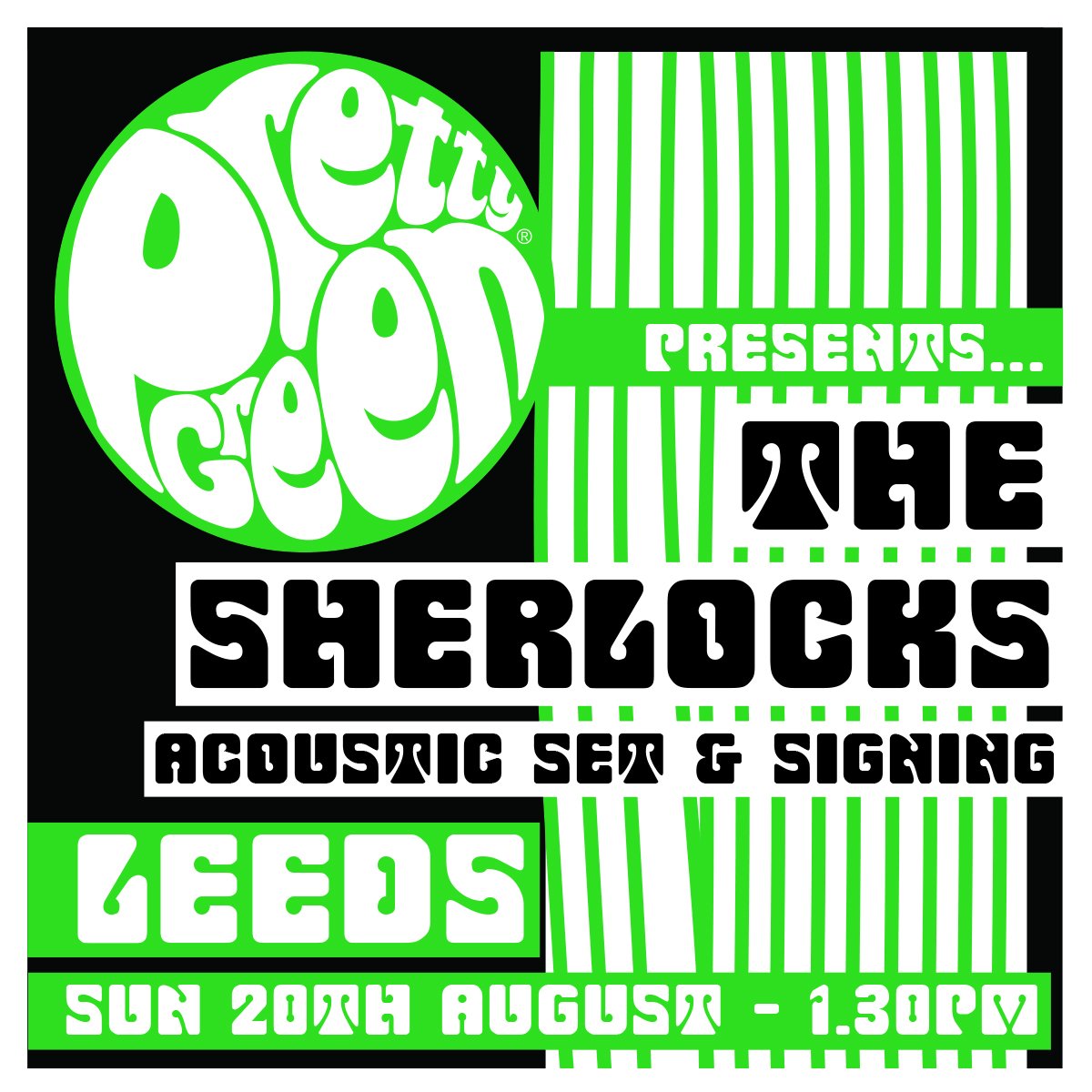 TheSherlocks's tweet image. LEEDS!!
We will be playing at @PrettyGreenltd's Leeds store and signing copies of our debut album for you on 20th August at 1:30pm!💚