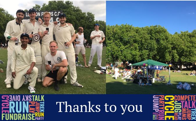 Thanks to <a href="/londonfieldscc/">London Fields CC</a> for raising amazing £1,199.11 at your charity cricket match. You have knocked us for six!