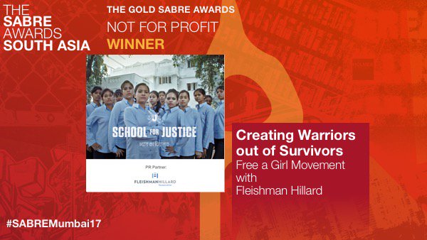 Provoke_News's tweet photo. #SABREMumbai17 Winner Gold Sabre Award - Not For Profit: Creating Warriors out of Survivors @School4Justice with @Fleishman https://t.co/4NADMcLE7m