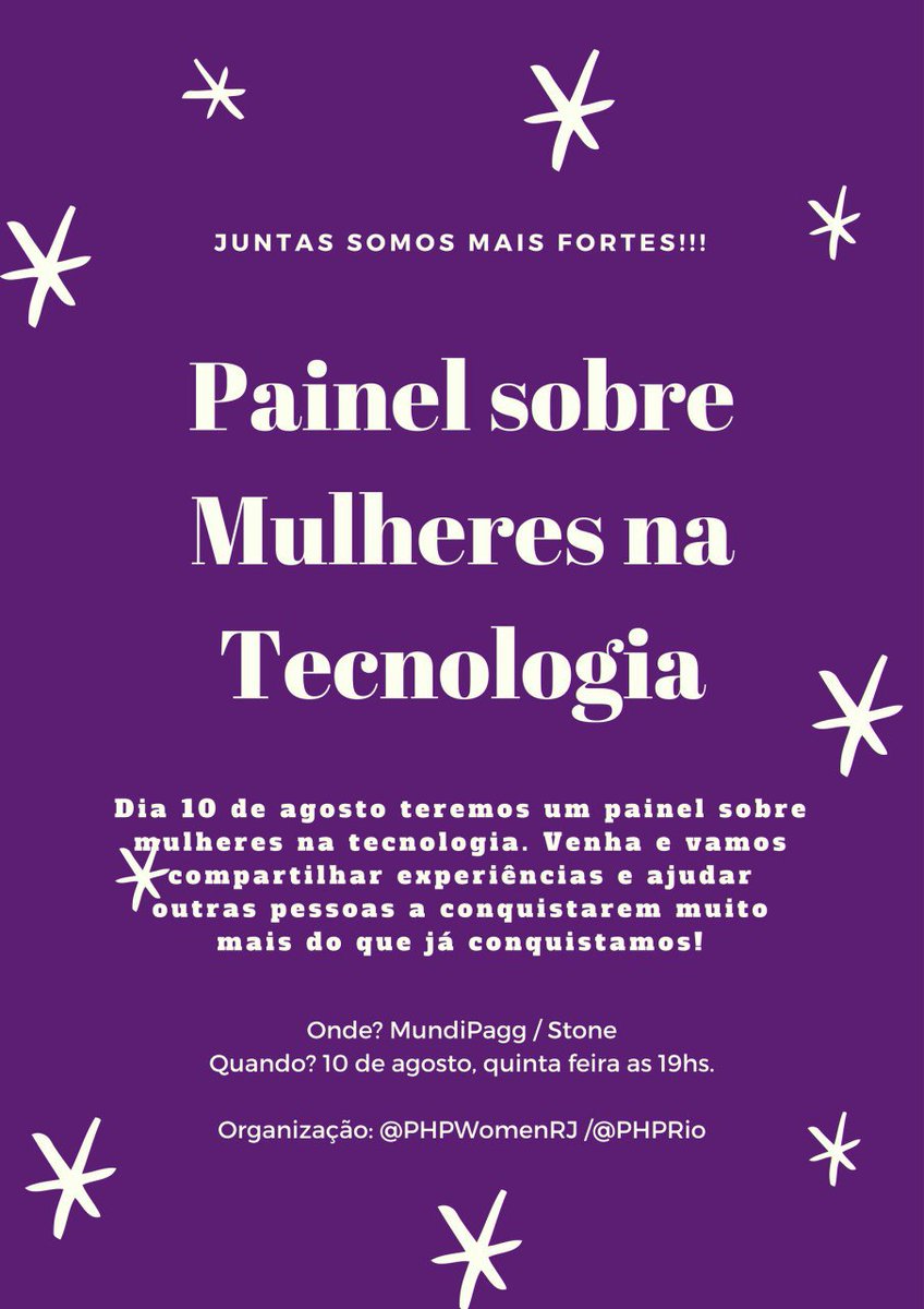 isDaianeAlves's tweet photo. Quem quiser se inscrever o link do meetup é: https://t.co/G4BgKhJgUE. Basta responder como "SIM" e comparecer no dia.
#phpwomen #PHPRio https://t.co/bkp9VxRaPY