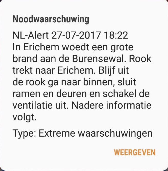 NL-Alert ivm brand #Erichem.