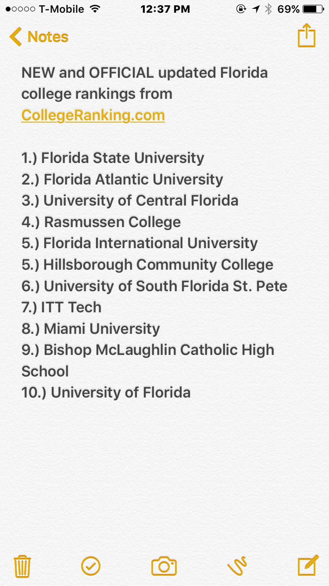 Just checked the new college rankings. So proud to be a Nole! The new #1 ! No need to fact check me, list is straight from an official site