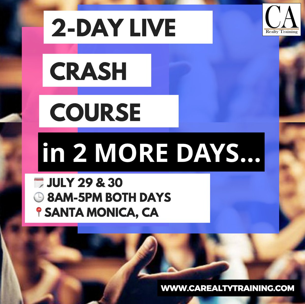 USRealtyTrain's tweet photo. 2 more days until our #CrashCourse! ๐ us for more info at 888-317-8740. #PassTheStateExam #AgentExam #RealEstateAgent #RealEstateLicense https://t.co/9Zt3tSZUgX