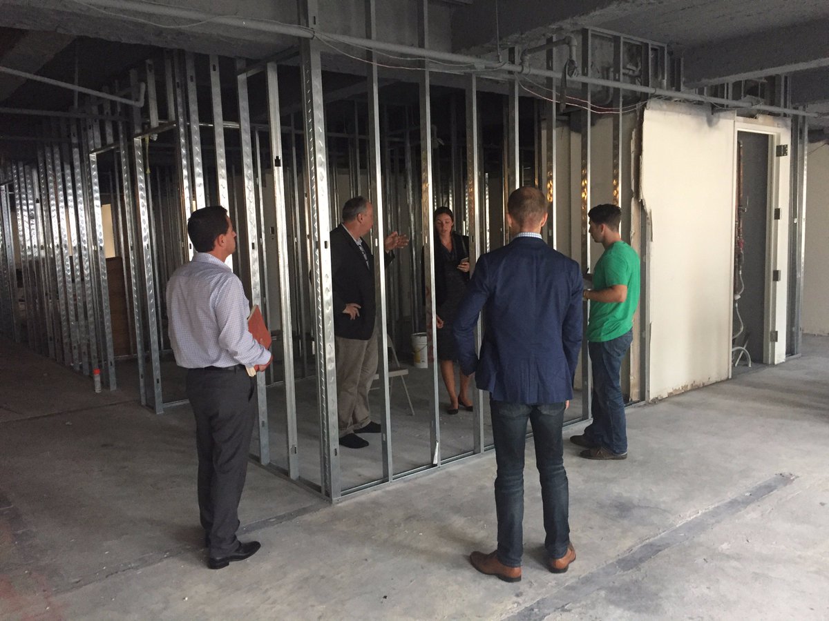 FirstBaseRE's tweet photo. #ThrowbackThursday to the construction process from last year at @BenjaminsDesk #BDX1608 at 1608 Walnut Street. #entrepreneurs #startup https://t.co/TfQ4rI464u