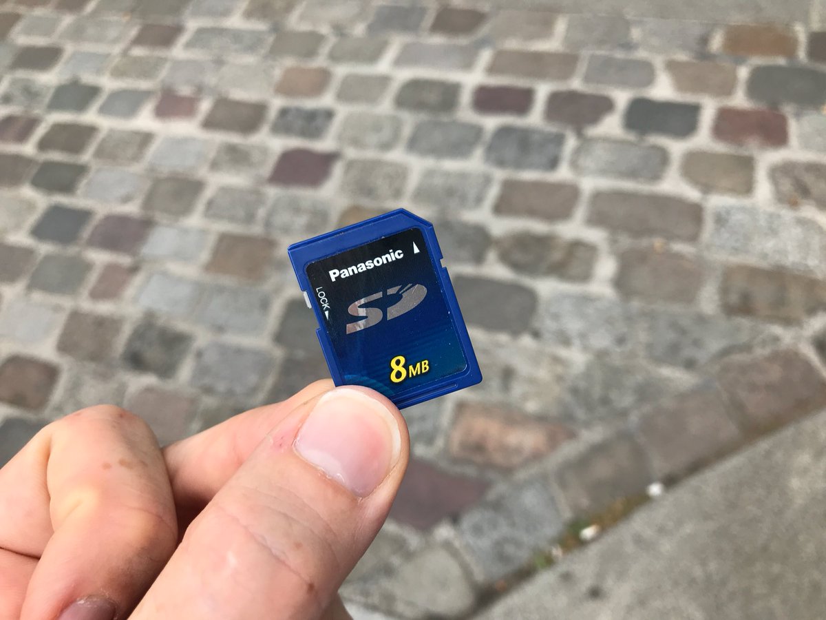 dcrainmakerblog's tweet photo. I found an 8MB - yes, I said megabyte - SD card on the ground outside. Don’t worry, I’ll try not to spend it all in one place. https://t.co/O8jL6D3TUT