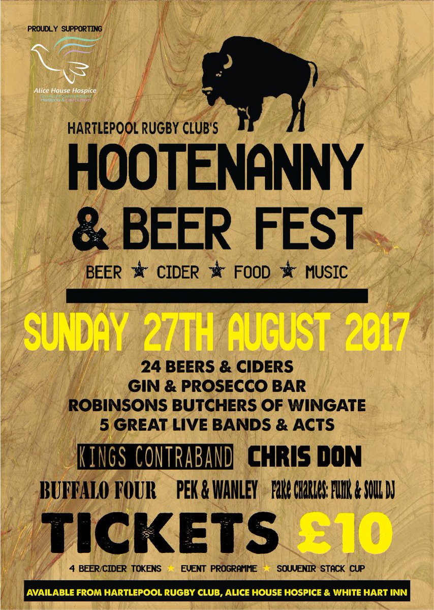 HartlepoolRFC's tweet photo. 1 MONTH TO GO! 🍻🎉

Our 3rd HOOTENANNY &amp; BEER FEST is going be our best yet. Don’t forget to buy your tickets #HOOT17 🙌🏻 https://t.co/8epXcOdYhY