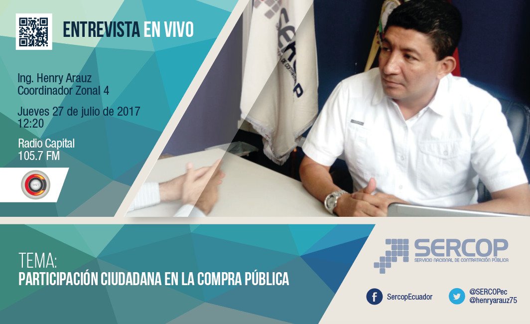 SERCOPec's tweet photo. En breve inicia entrevista de @henryarauz75 en Portoviejo en @RadioCapital_fm junto a @carrera_andres de @ConfedEPS_Ec @SanSoberano https://t.co/JJjw35L6km