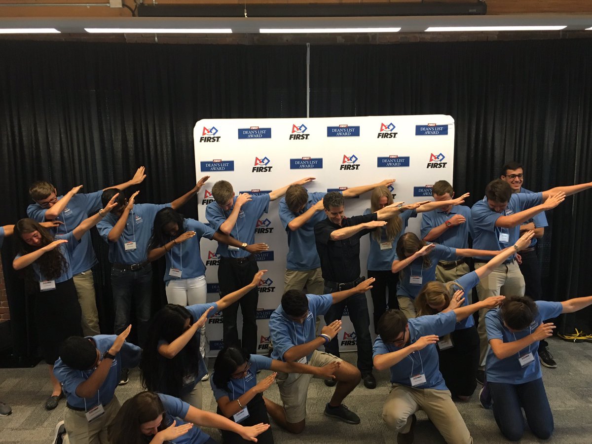 Dean's List winners dabbing with Dean Kamen! <a href="/FIRSTweets/">FIRST</a>