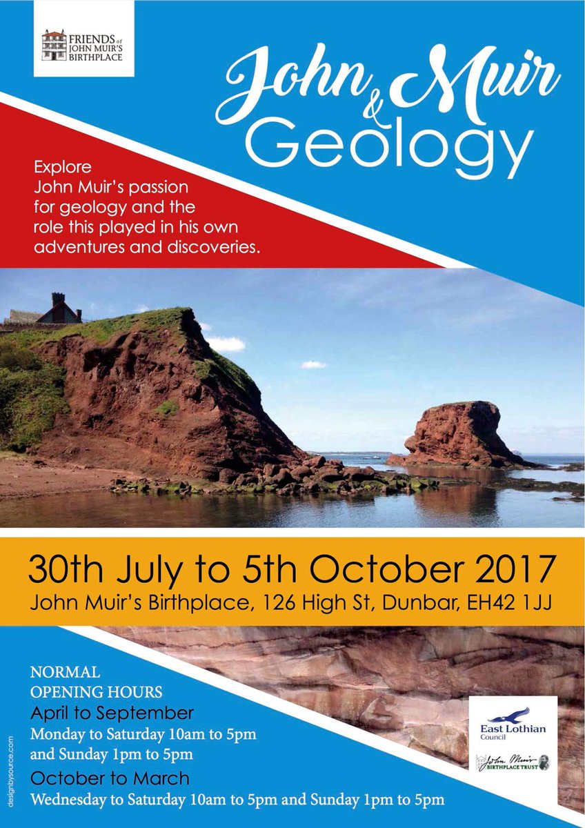 JM_Birthplace's tweet photo. New exhibition, John Muir &amp; Geology by @FoJMB_Dunbar open today until 5 October. @goeastlothian @LothianLoop https://t.co/ANYVPrkb3C