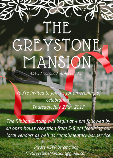 The Greystone Mansion Ribbon Cutting is tonight and you're invited!