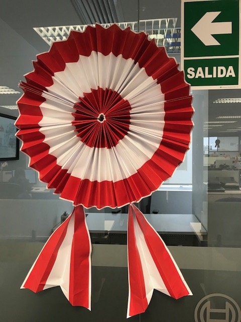HStreitberg's tweet photo. Team #Bosch Peru celebrates the national day of #Peru in our #office decorated in the national colours. Felices Fiestas mañana equipo #RBPE https://t.co/ZanpPsdAn7