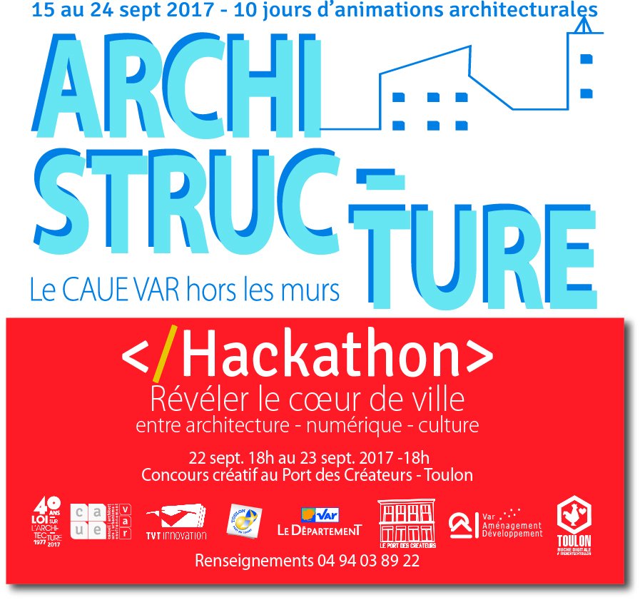 CaueVar's tweet photo. Un temps fort du programme de l'#archistructure, un concours créatif de 24h ➡ Un #HACKATHON : Révéler le coeur de ville ! https://t.co/InX3RP1VLx
