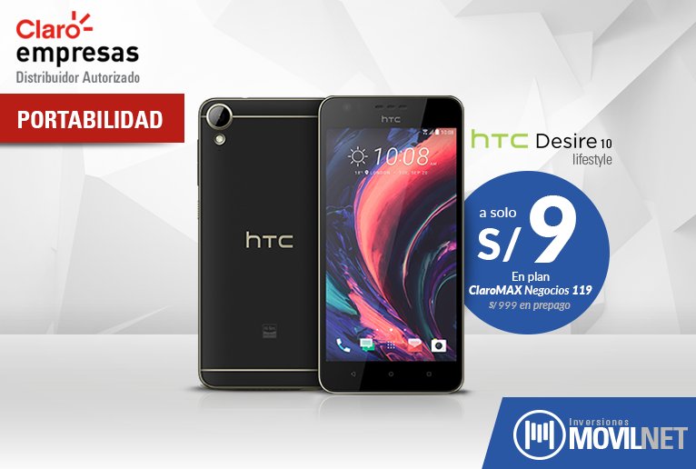 Inv_Movilnet's tweet photo. #Portabilidad HTC Desire 10 lifestyle - En plan #ClaroMax Negocios 119  #ClaroEmpresas #RedClaro #Claro → https://t.co/eLlGtBmL9T https://t.co/zzaKiTwCbk