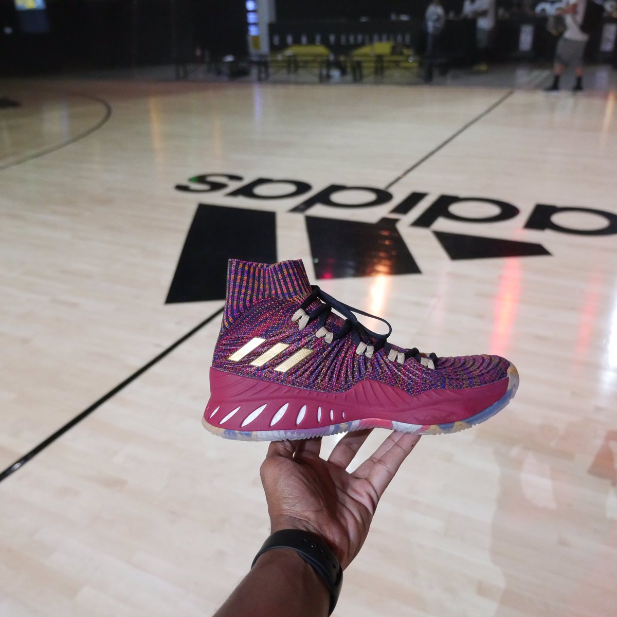 kustoo's tweet photo. The #LVL3 exclusive colorway of the #crazyexplosive2017 from @adidasHoops 🔥🔥🔥
Wait till you see the outsole. 👀 https://t.co/xGYaTdkjUX