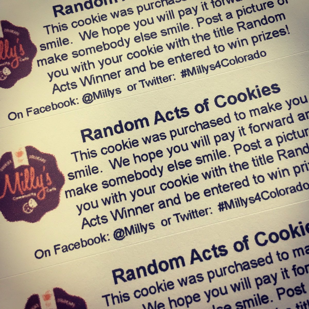 millyscommcafe's tweet photo. Somebody was entered into a drawing for free prizes. #Kindnessmatters #RandomActsOfKindness #cookies4colorado #cookies4acause https://t.co/pG67vUg2Ia