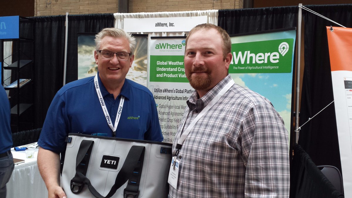 aWhere's tweet photo. Congrats to Matt Richmond from Wilbur-Ellis on winning the YETI cooler!
#infoag2017
#InfoAg https://t.co/Y7TSK2hhJr