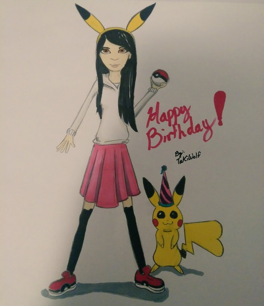  Happy Birthday! I don\t know if you captureda pikachu yet, so i drew you one as birthday gift! 