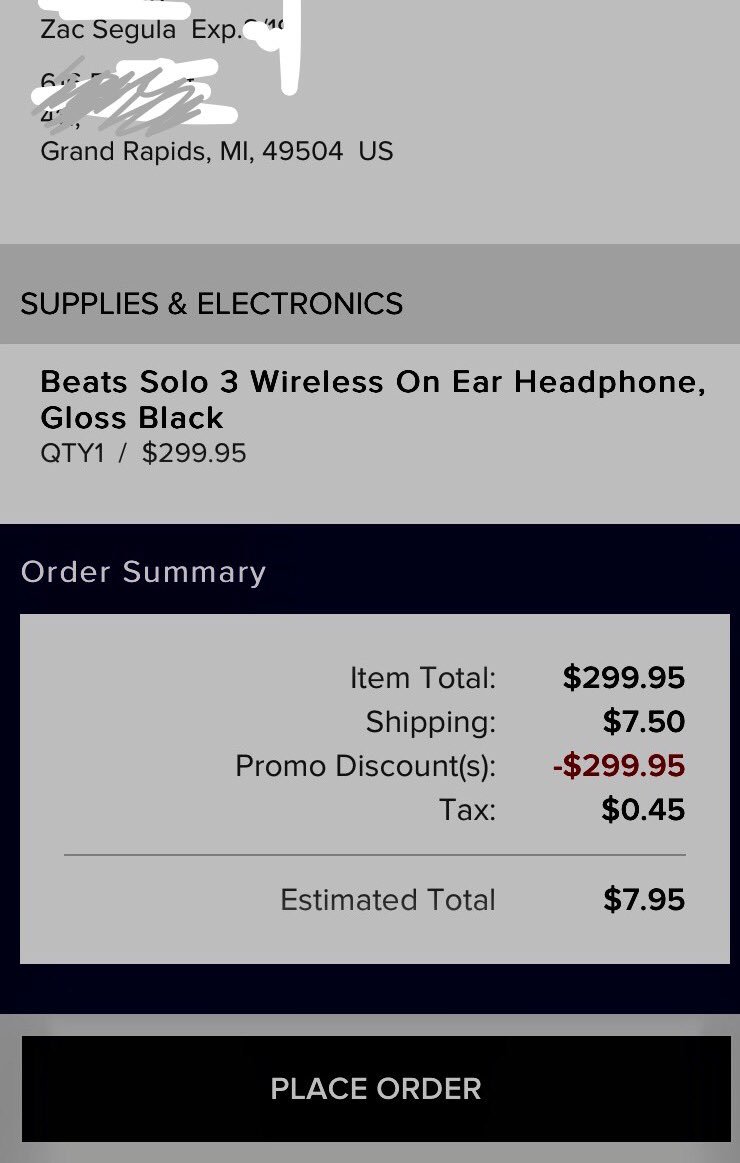 ZacharyTheGr8's tweet photo. Possible Glitch on LSU bookstore website. Getting Free beats by Dre. See pics below. Don't be selfish Retweet to pass it along. 🎧🔌🤷🏻‍♂️ https://t.co/jDjBDo4eqY