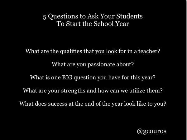 5 Questions to Ask Your Students To Start the School Year georgecouros.ca/blog/archives/… #InnovatorsMindset