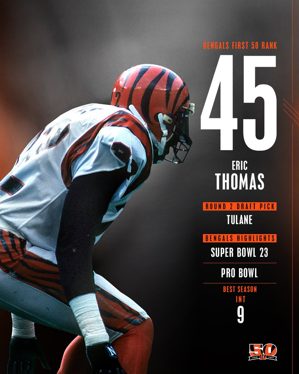 45 days until our home opener means we're featuring number 45 on the #Bengals First 50: Eric Thomas  #Bengals50 https://t.co/IBEG7IFYj3