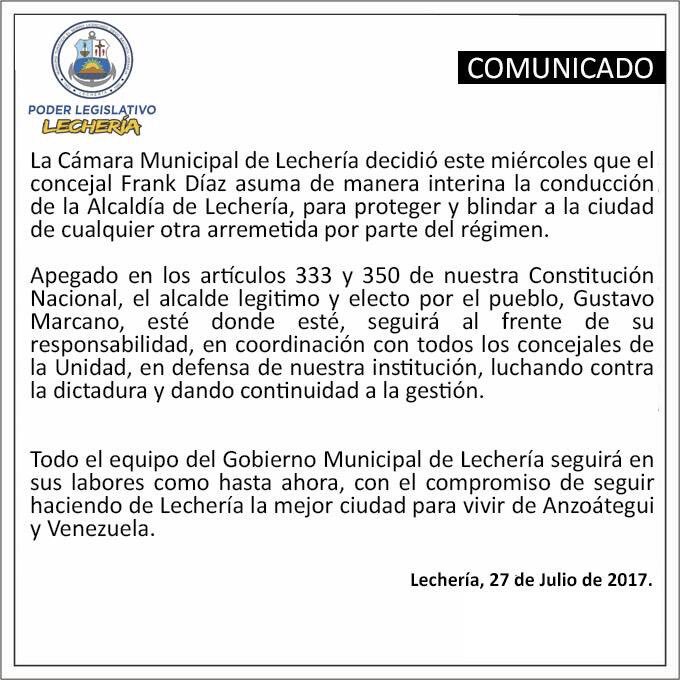 ConcejoLecheria's tweet photo. #27Jul La Camara Municipal de #Lecheria decidió que el Concejal Frank Díaz asuma de manera interina la conducción de la Alcaldía https://t.co/U52WhuwKTo