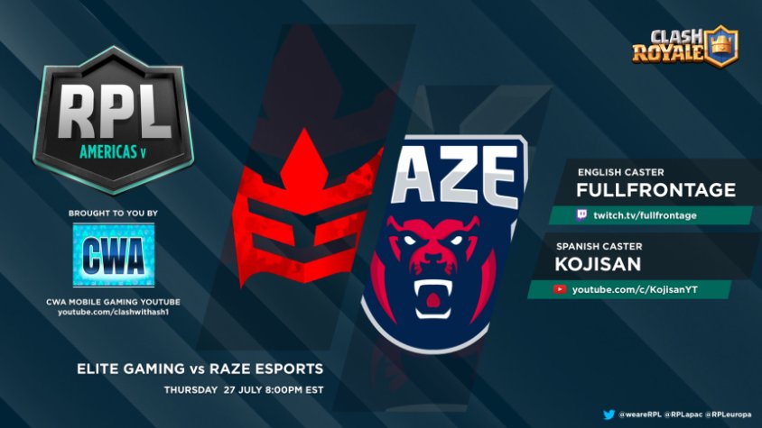 KojisanNFT's tweet photo. RPL NA | Elite Gaming vs Raze eSports

▶️https://t.co/tTwJwBNFVX

¿Veremos otro equipo invito en RPL América? https://t.co/zMoF9RoV6I