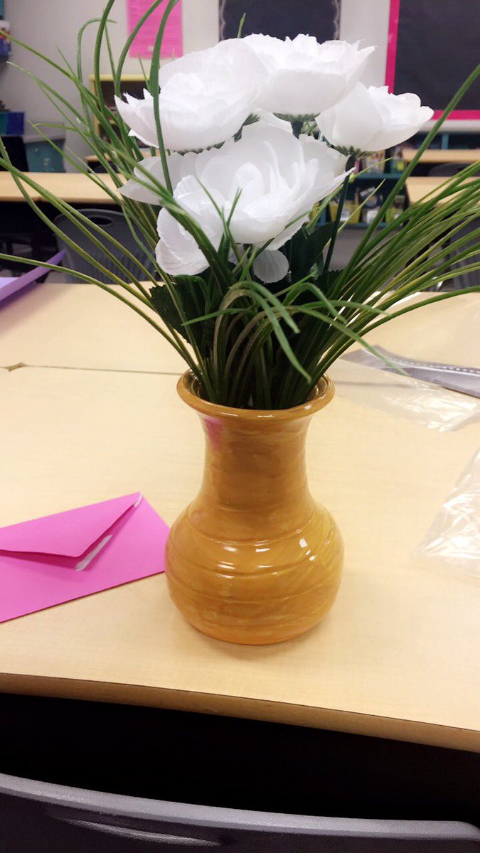 Just received the most thoughtful gift from a former teacher to welcome me to the district. I made this vase for her in 3rd grade! ❤️