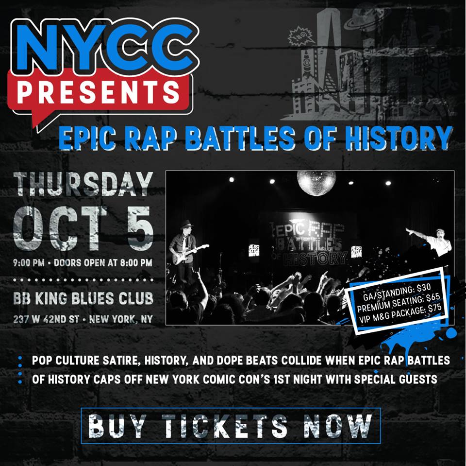 ERBofHistory's tweet photo. Catch ERB live on stage in New York @NY_Comic_Con Buy tickets NOW at https://t.co/ZFvhGOFkHC #NYCC #Excited https://t.co/NBKi197Sgi