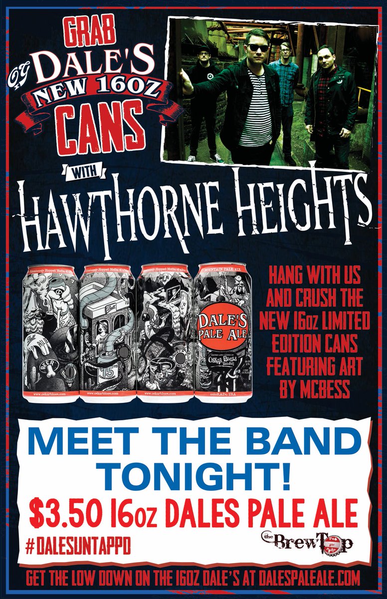 BrewTopOP's tweet photo. Come meet national act:
Hawthorne Heights
At BrewTop Overland Park 
Thursday Night 8pm-11pm 
7/27/2017 https://t.co/J1nlU9PIML