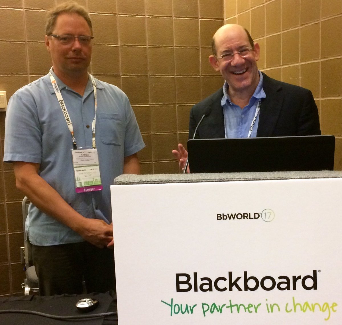 BUonline's tweet photo. This week we're in #NOLA at #BbWorld17 speaking about building better assessment tools &amp; accepting our Blackboard Catalyst Award! https://t.co/1BOVS57peH