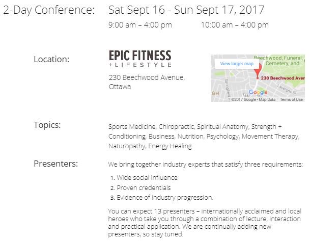 Another CE opportunity for Ottawa Fitness Professionals catalyst-conferences.ca hosted by <a href="/catalystottawa/">Catalyst Conferences</a>