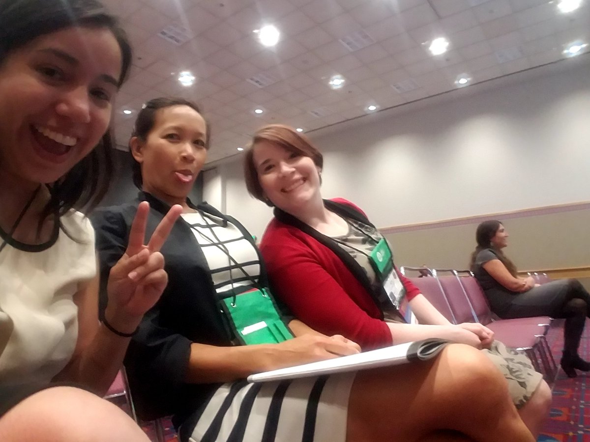 DaleLore's tweet image. My #ndsr ladies @selena_sjsu and @libkatem WITH @rhfraim in the background #lastpresentation #saa17