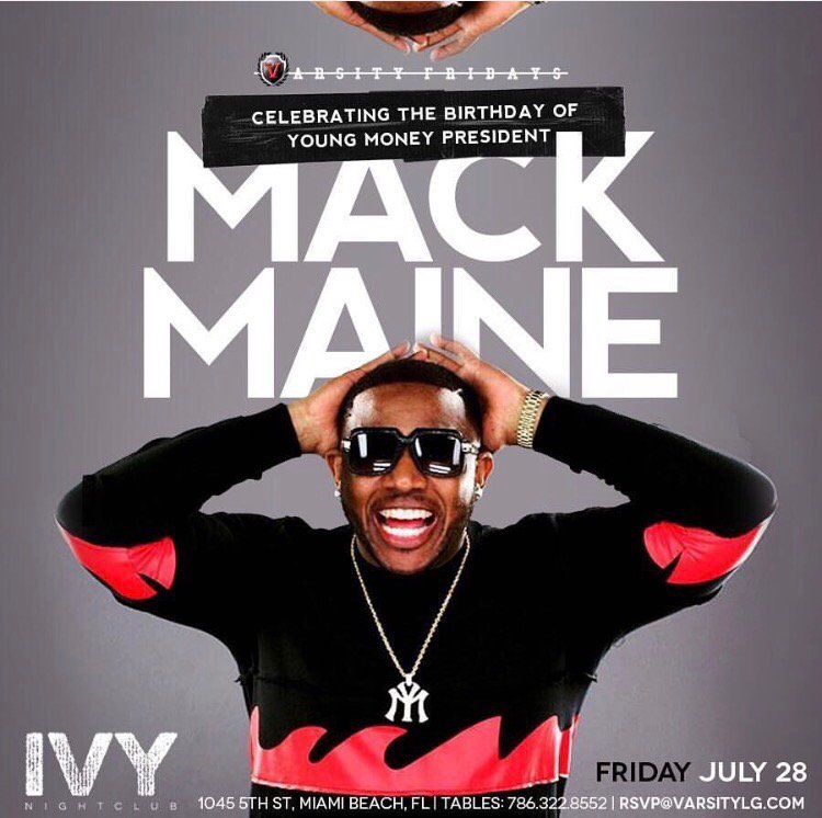 IAM_ROGER_C's tweet photo. FRIDAY #VarsityFridays at IVY Birthday Celebration for YMCMB President @MackMaine4President  Presented by @VarsityLG https://t.co/vf7OhZzQr8