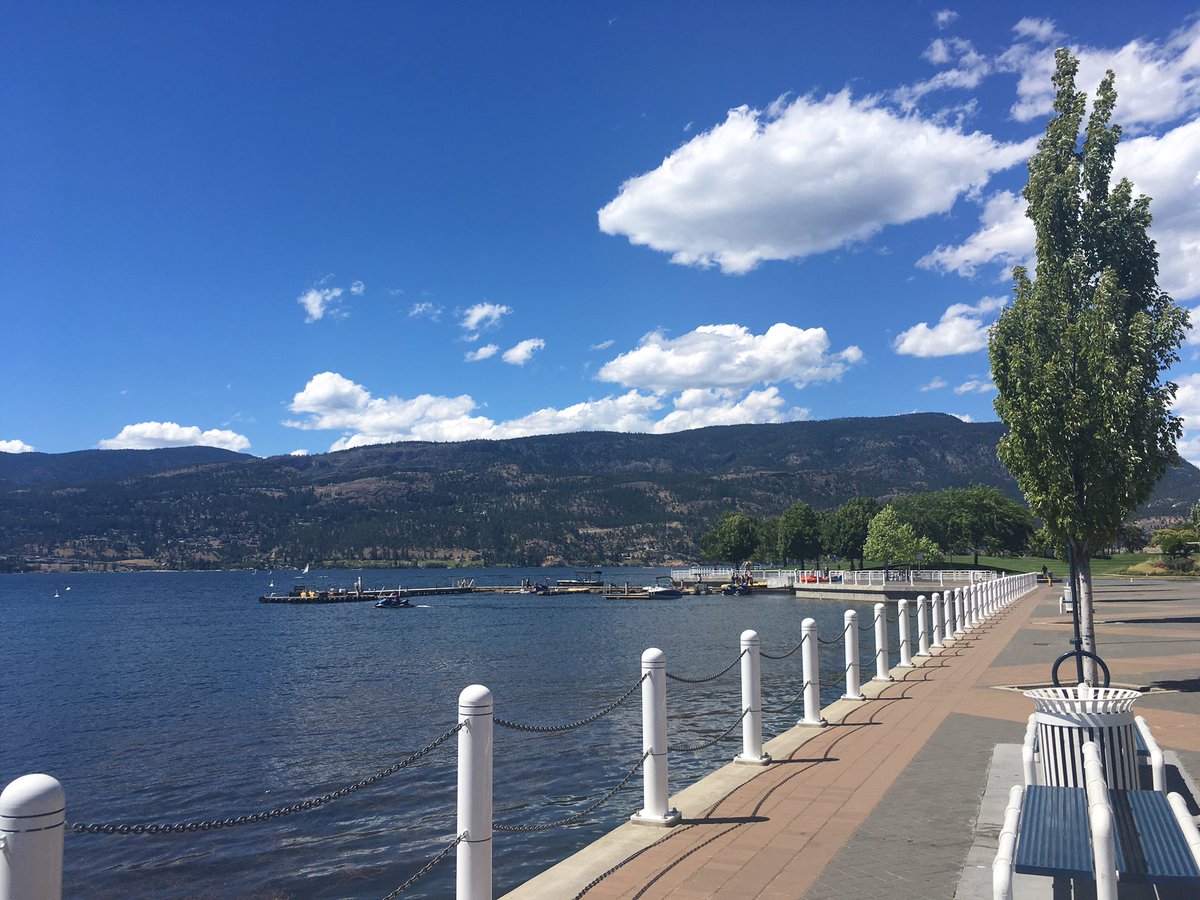 gitta_j's tweet photo. Lunchtime walk along the Kelowna waterfront. Blue skies and warm temps. Love summer in the Okanagan. #scwellness https://t.co/UphvAnOdTo