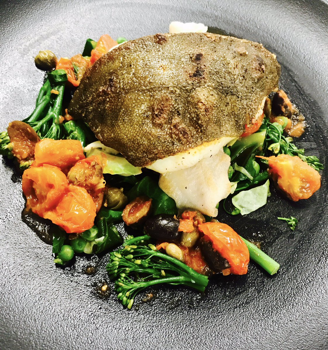 ChefImperial's tweet photo. Pan roasted local plaice, puttanesca vegetables, courtesy of nerve Fleetwood @Neve_Fleetwood @directseafoods @RedefineBDL @ImperialHotelUK https://t.co/863UHE7QEJ