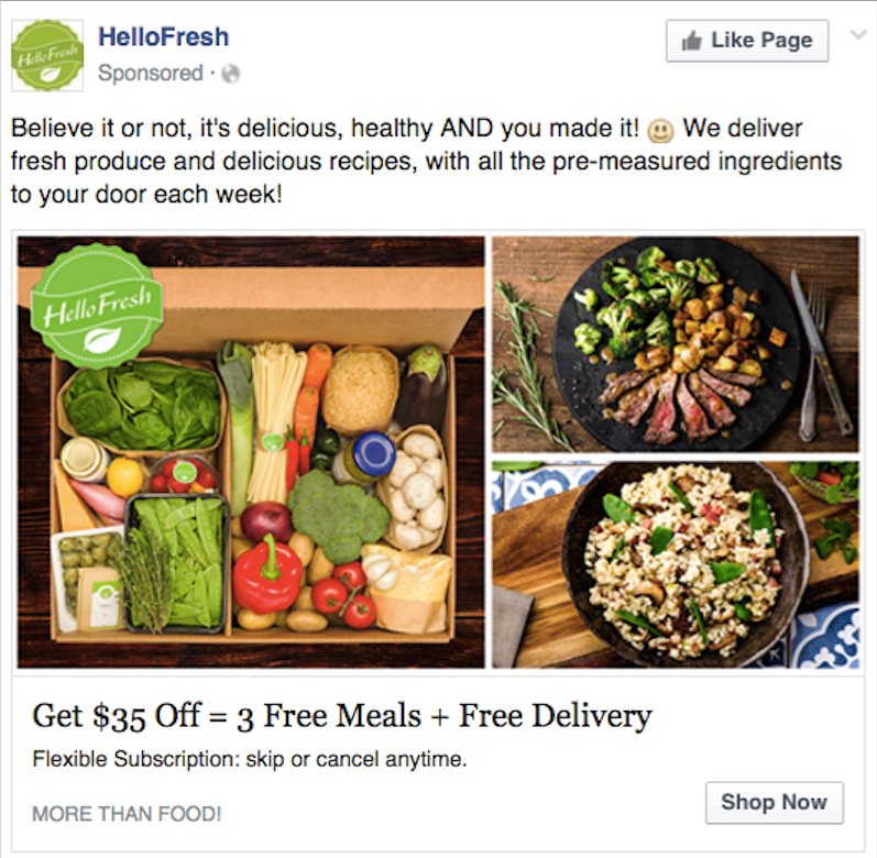 Jeff: Partner: Head of Digital
Saw a Facebook ad from HelloFresh, it looked like a great idea, signed up and has been a subscriber since.