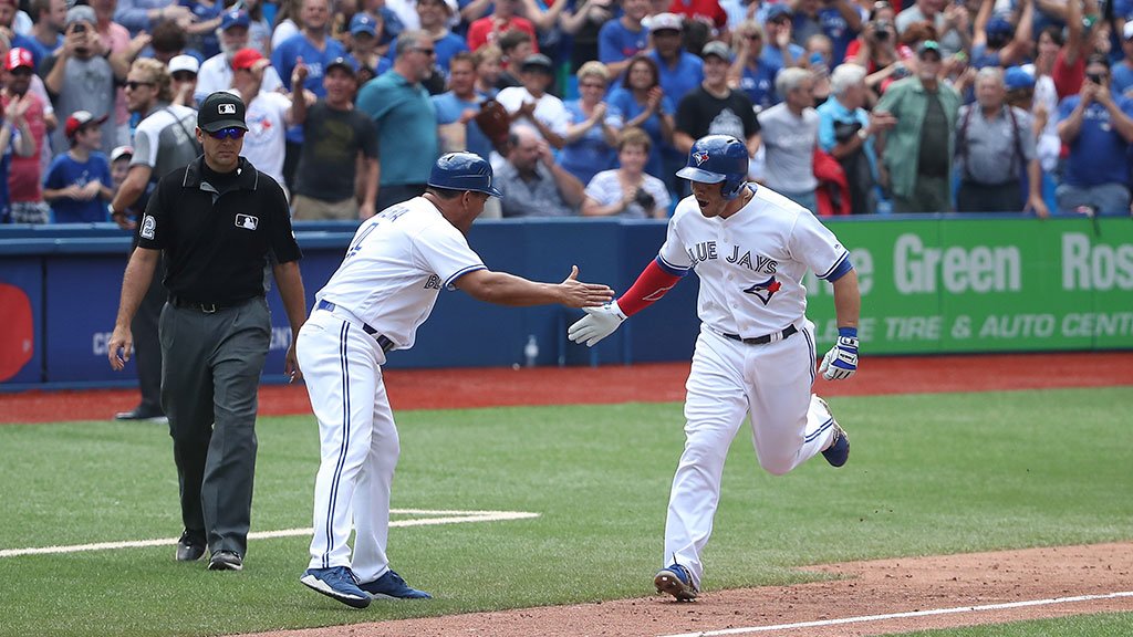BlueJays's tweet photo. You'll always remember your first #walkoff home run. #LetsRise https://t.co/OrswWgVZOe