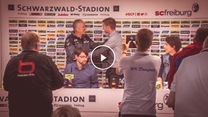 scfreiburg's tweet photo. So haben Gästetrainer Rozman und Christian Streich das Spiel #SCFDOM gesehen 📽 https://t.co/SrBVr4GwjH https://t.co/FpYpZ7UZ4v