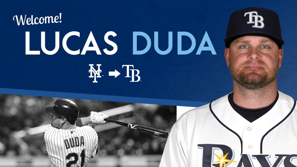 RaysBaseball's tweet photo. OFFICIAL: #Rays acquire 1B Lucas Duda from the New York Mets in exchange for minor league RH Drew Smith. https://t.co/uNu7gDPseB