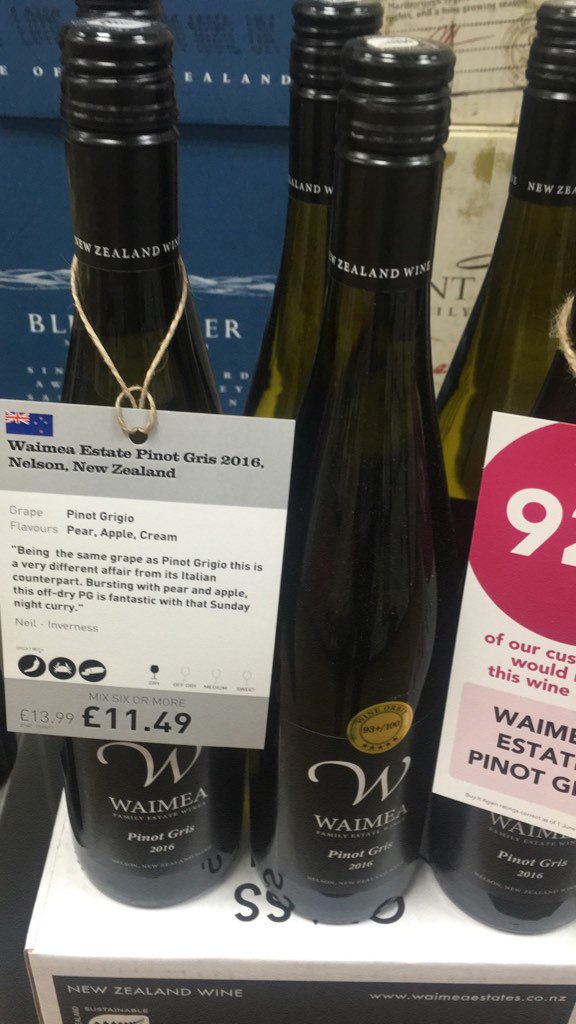 <a href="/waimeaestate/">Waimea Estates</a> spotted at a West London wine shop #greatwithcurry 😳😉 I had it with a salad, tasted great