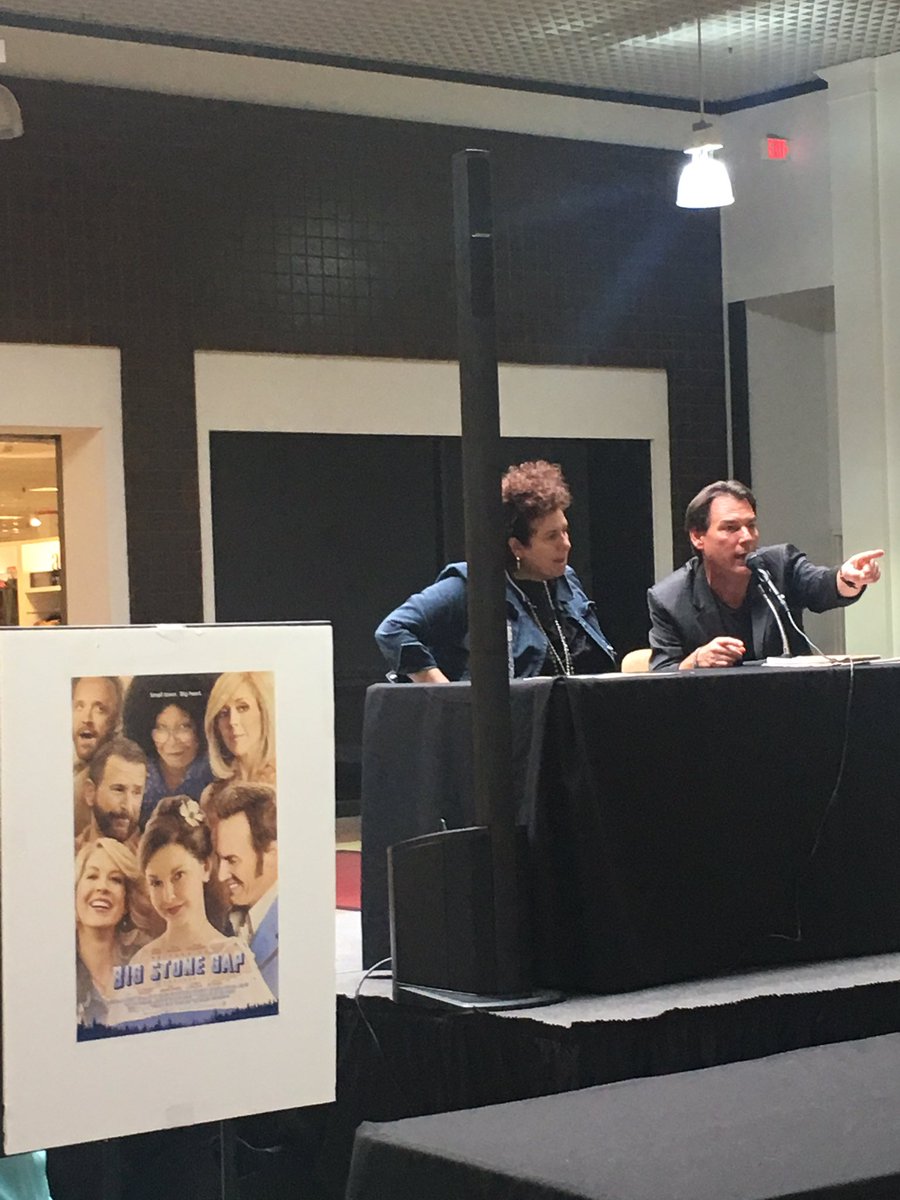 MaryTrigiani's tweet photo. Surprise visit from @paulbwilson67 -- talking @BigStoneGapFilm with @adrianatrigiani. (Also a fine impression of brother @patrickwilson73.) https://t.co/qsIijvqvet