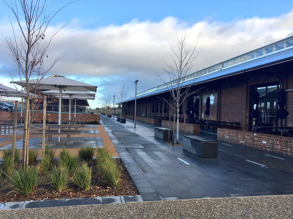 Magnificent urban renewal of old goods sheds in Wodonga. Great coffee, smashed avo and all. <a href="/PlacesVic/">Places Victoria</a> <a href="/wodongacouncil/">Wodonga Council</a>