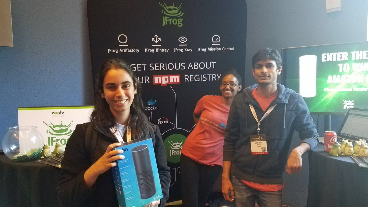 jfrog's tweet photo. Congrats in the Echo, Dasheen! #NodeSummit2017 https://t.co/rqWctz6cdT