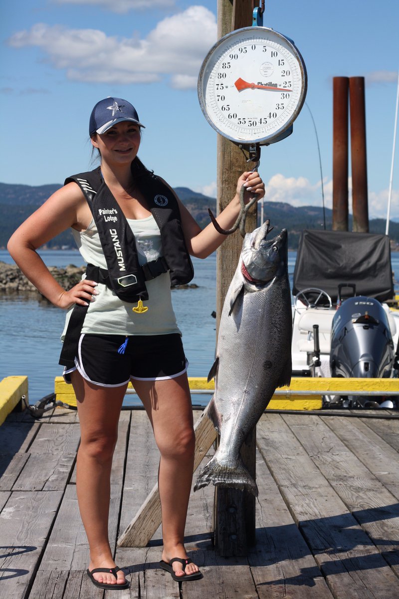 Let's hear it for Ally from Nanaimo! She reeled in a beautiful 26 lb. salmon on the mid-day tide. Dinner will be sweet tonight! #tightlines