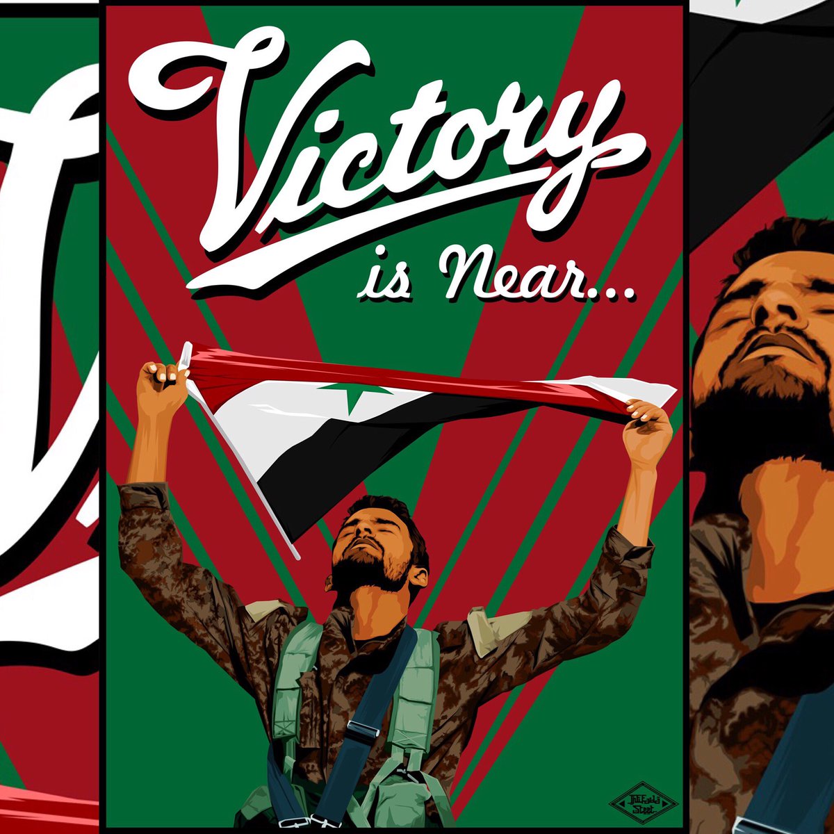 Hanz_revo's tweet photo. #IntifadaStreet is pleased to release this VICTORY IS NEAR print to celebr8 the defiance of the gr8 people of Syria. #syria #VictoryIsNear https://t.co/071AuEfuaX