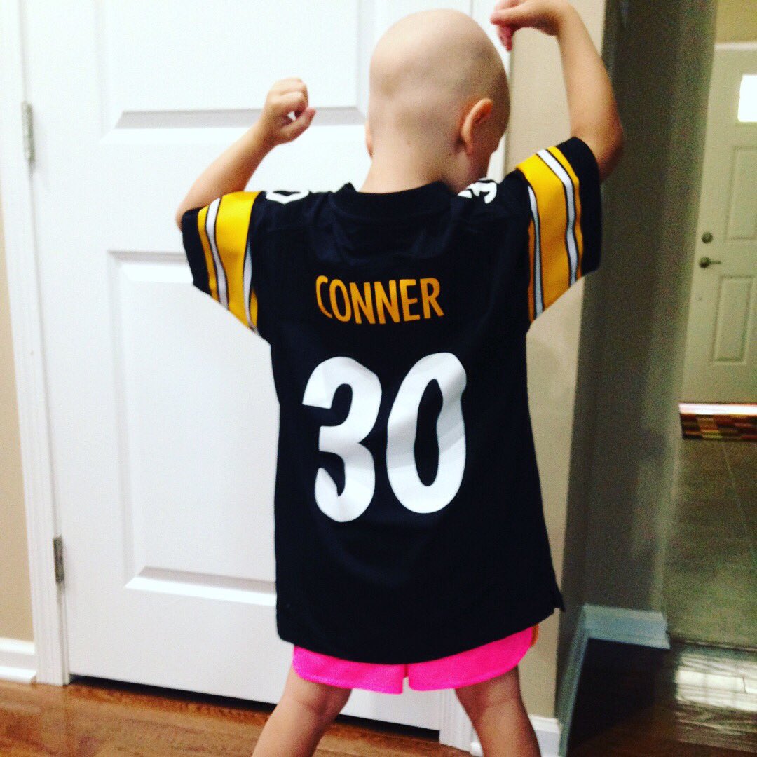 colin_dunlap's tweet image. It means something to all kids to get a jersey. Have to say, it means a little more for a kid w cancer to get a @JamesConner_ jersey.