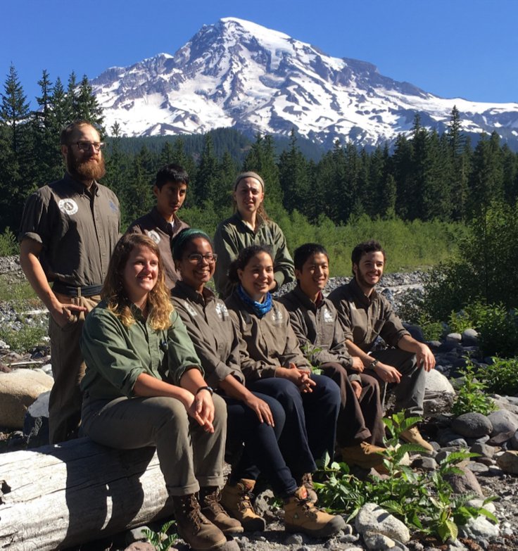NWYouthCorps's tweet photo. The ASL SSP Crew poses for a picture after working hard to improve the Wonderland Trail @mountrainiernps. #corpsthat #conservationcorps https://t.co/ossS0Gx5p0