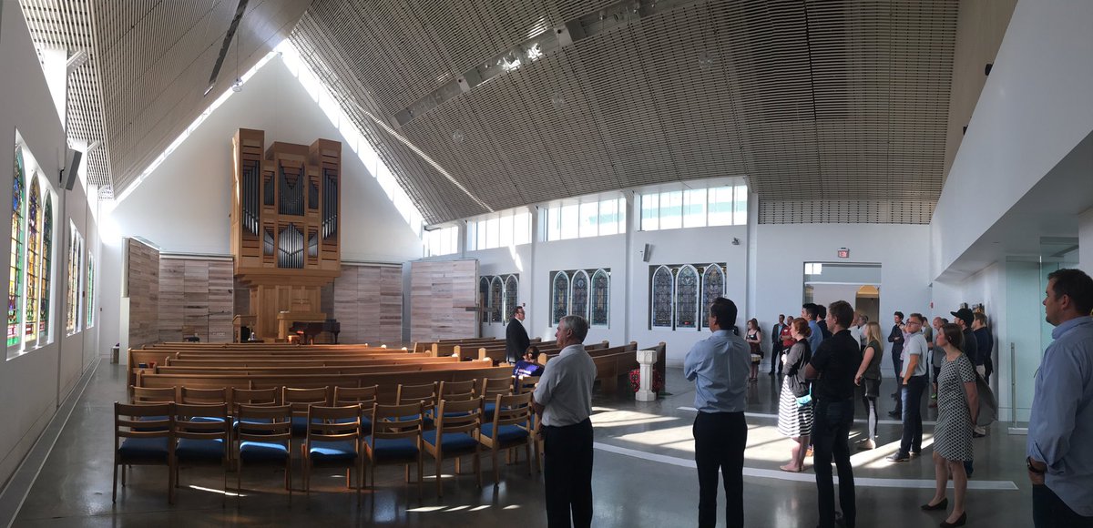 Erik Heitman of <a href="/BNIM/">BNIM</a> guiding the group through Westport Presbyterian's incredible sanctuary. #art #architecture #kansascity #design