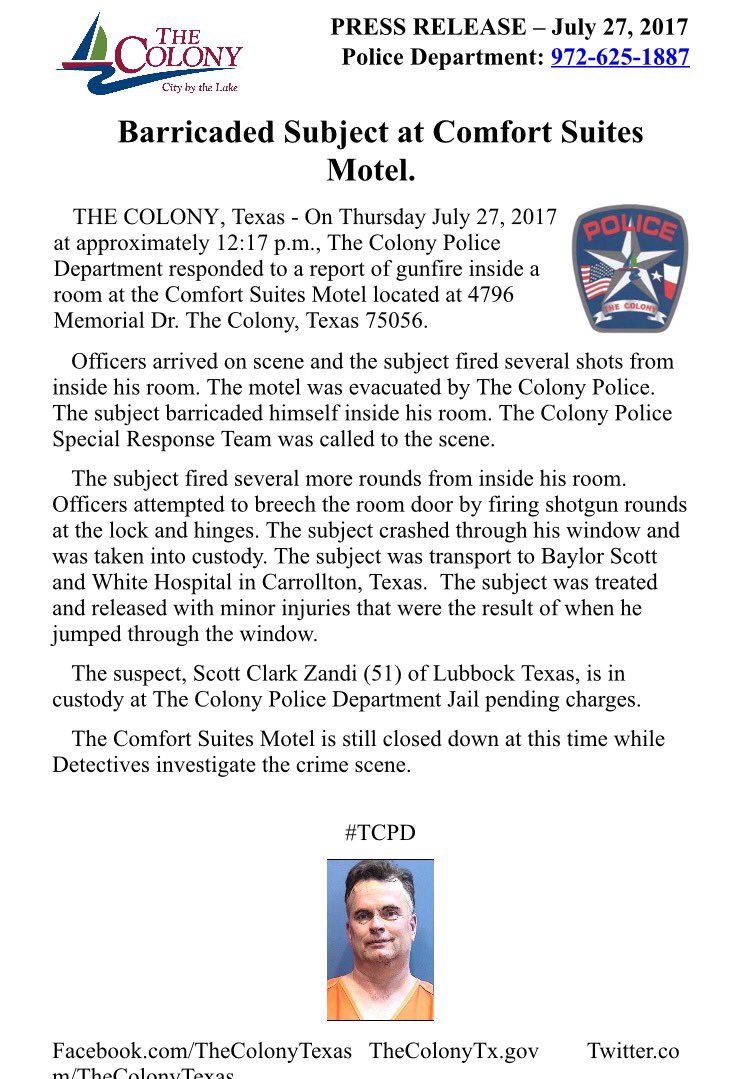 The Colony Police On Twitter Press Release In Reference To