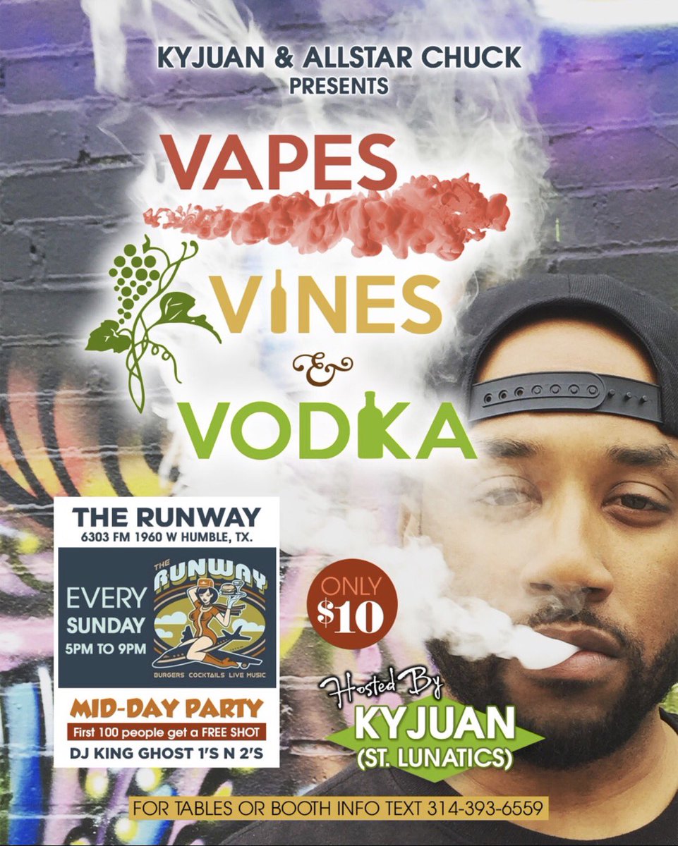CT636MUSIC's tweet photo. This Sunday it's jumping off! The return of #Chuckscornerlive and #Vapes #Vines & #Vodka hosted by #stlunatics member @KYJUANSTL 5pm! https://t.co/5gfIKvidx7